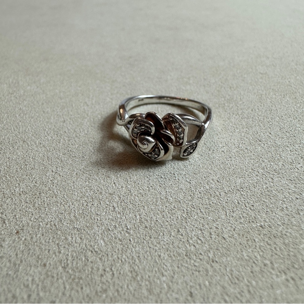 Vintage 925 14K GF Silver Rose Diamonds Ring